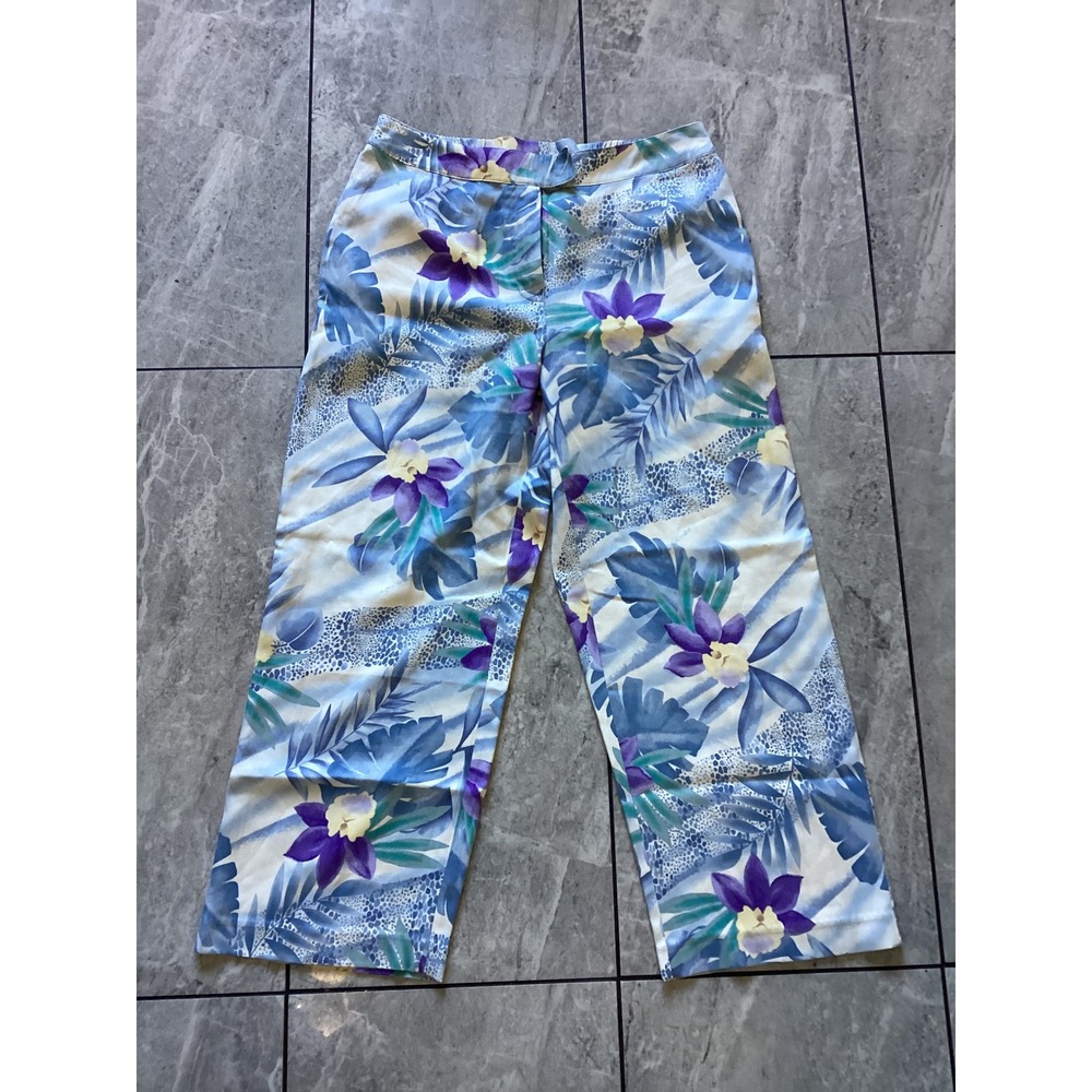 August Silk Women's Silk Floral Print Wide Leg Pants Size S
